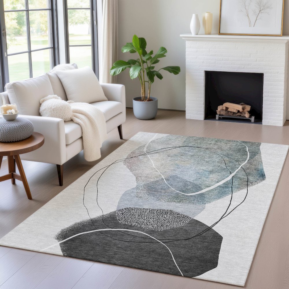 Machine Washable Indoor/Outdoor Chantille ACN2077 Ivory 5' x 7'6" Rug