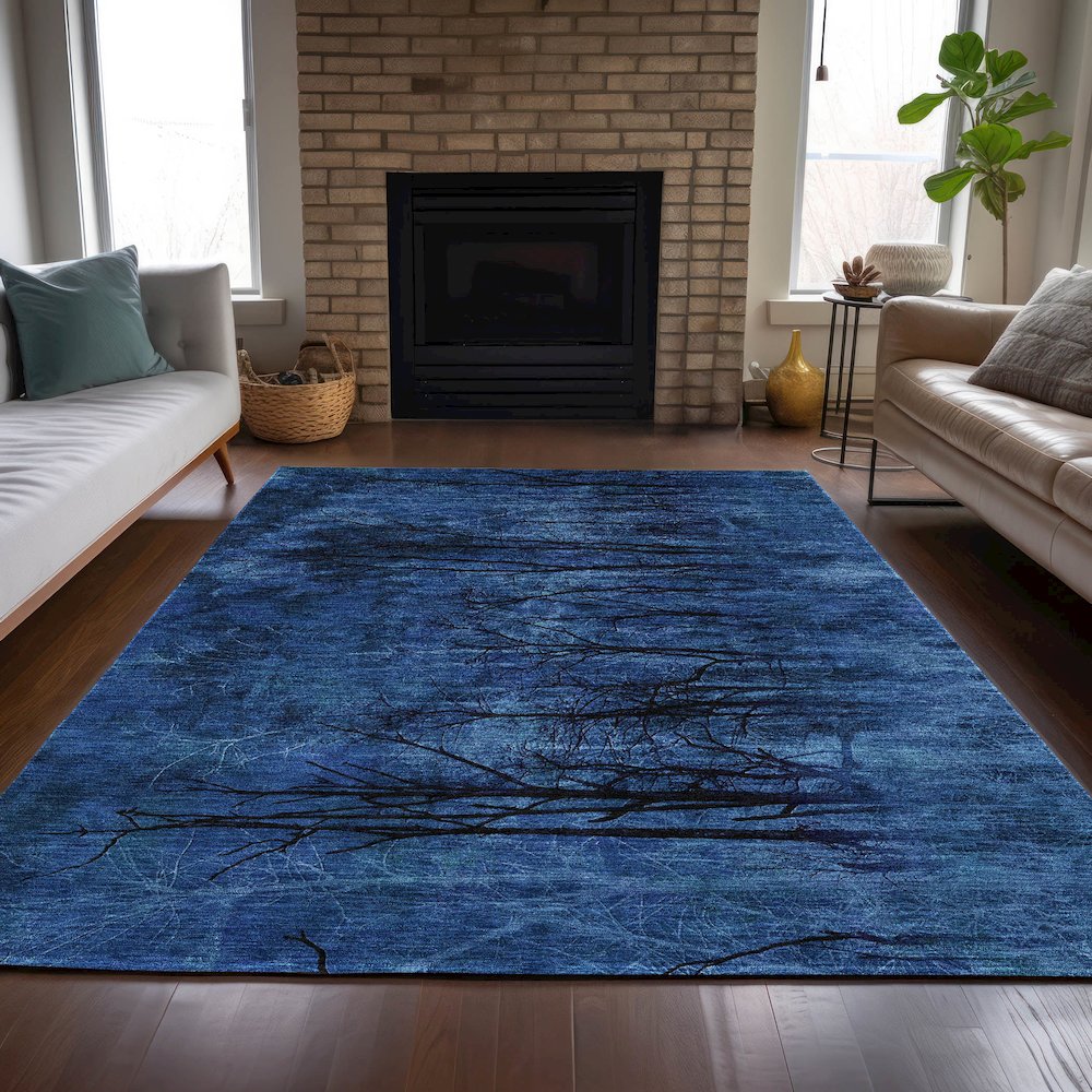 Machine Washable Indoor/Outdoor Chantille ACN2083 Blue 5' x 7'6" Rug