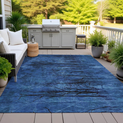 Machine Washable Indoor/Outdoor Chantille ACN2083 Blue 5' x 7'6" Rug