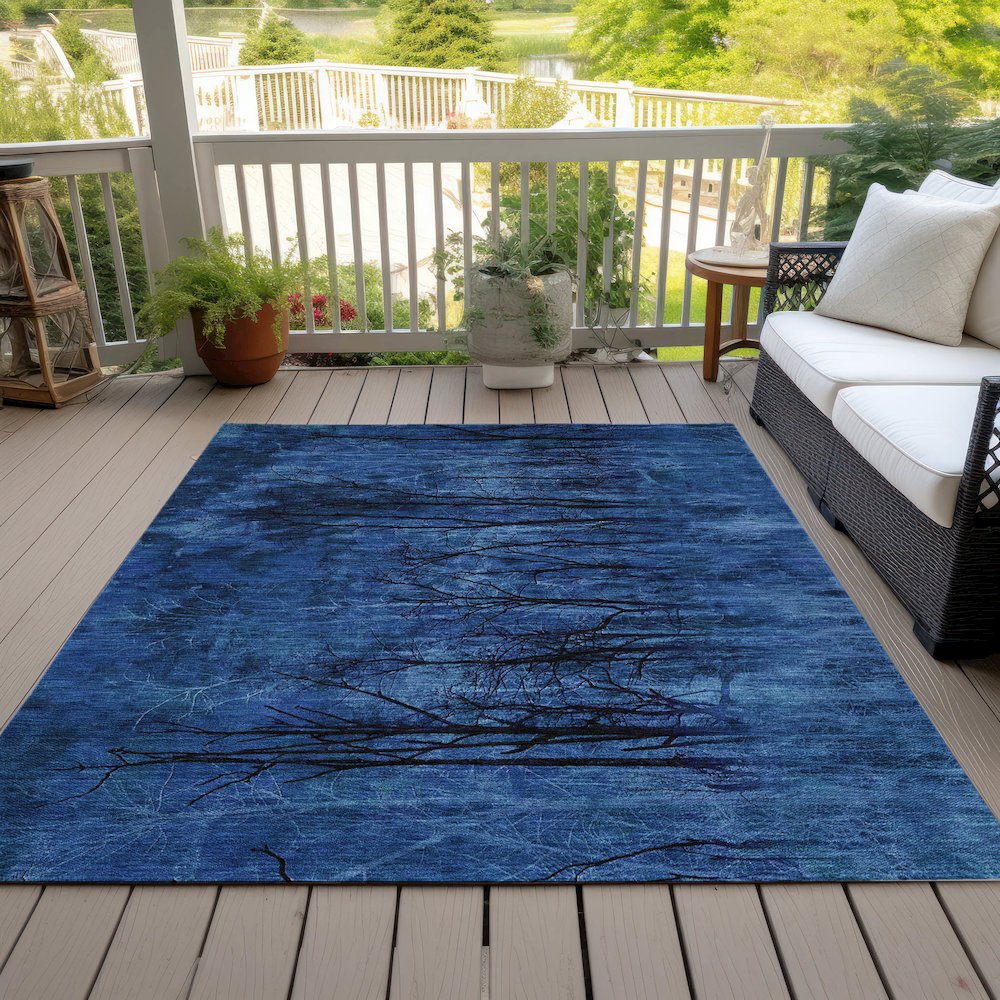 Machine Washable Indoor/Outdoor Chantille ACN2083 Blue 5' x 7'6" Rug