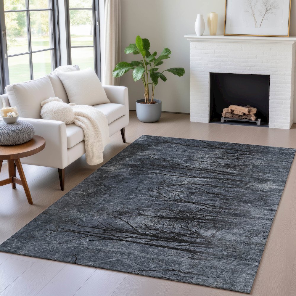 Machine Washable Indoor/Outdoor Chantille ACN2083 Charcoal 5' x 7'6" Rug