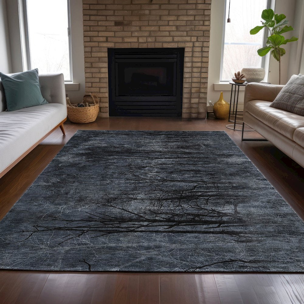 Machine Washable Indoor/Outdoor Chantille ACN2083 Charcoal 5' x 7'6" Rug