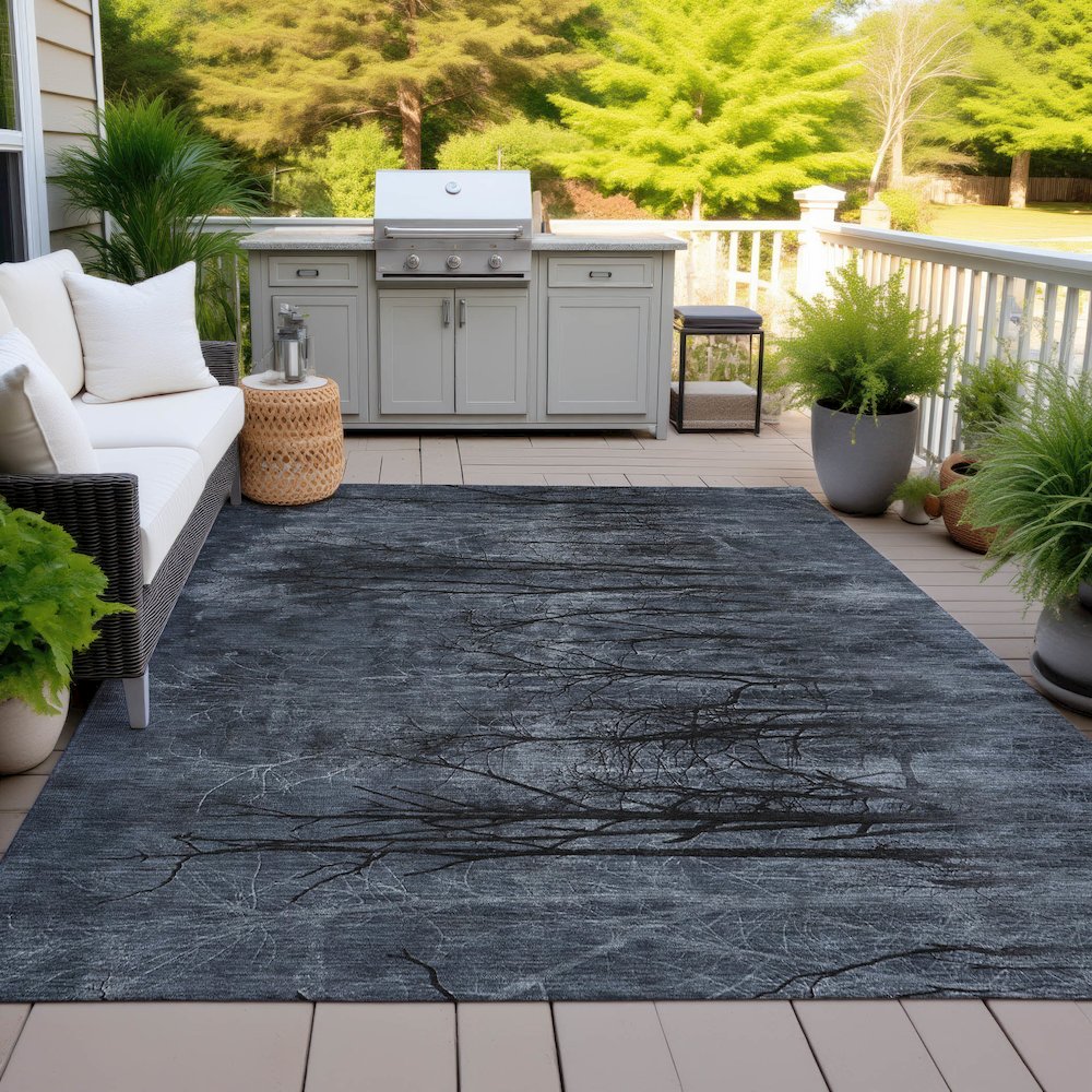 Machine Washable Indoor/Outdoor Chantille ACN2083 Charcoal 5' x 7'6" Rug