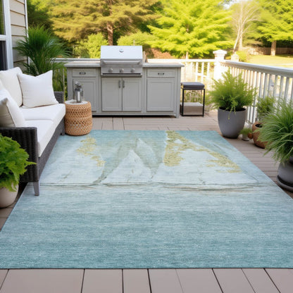 Machine Washable Indoor/Outdoor Chantille ACN2084 Teal 5' x 7'6" Rug