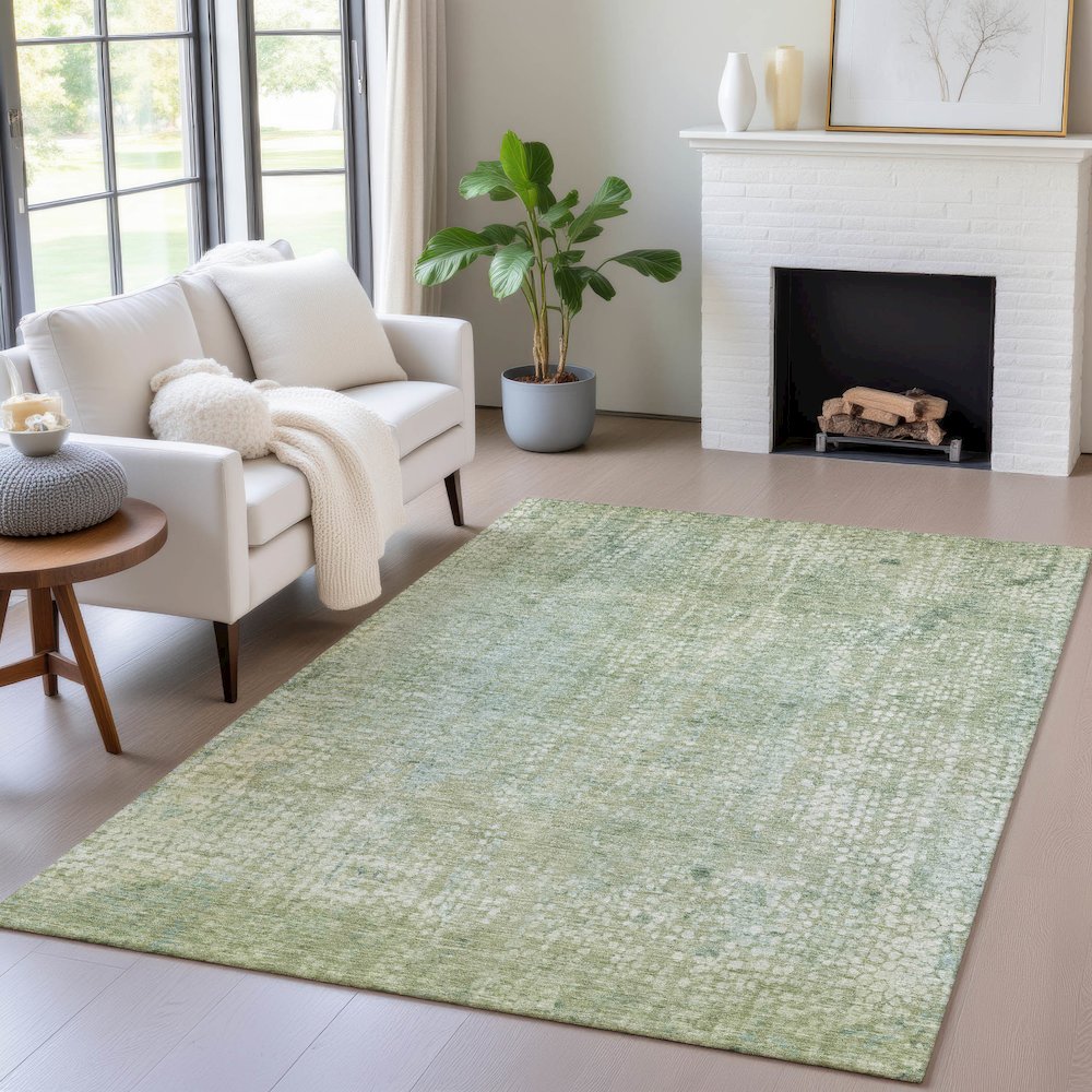 Machine Washable Indoor/Outdoor Chantille ACN2087 Green 5' x 7'6" Rug