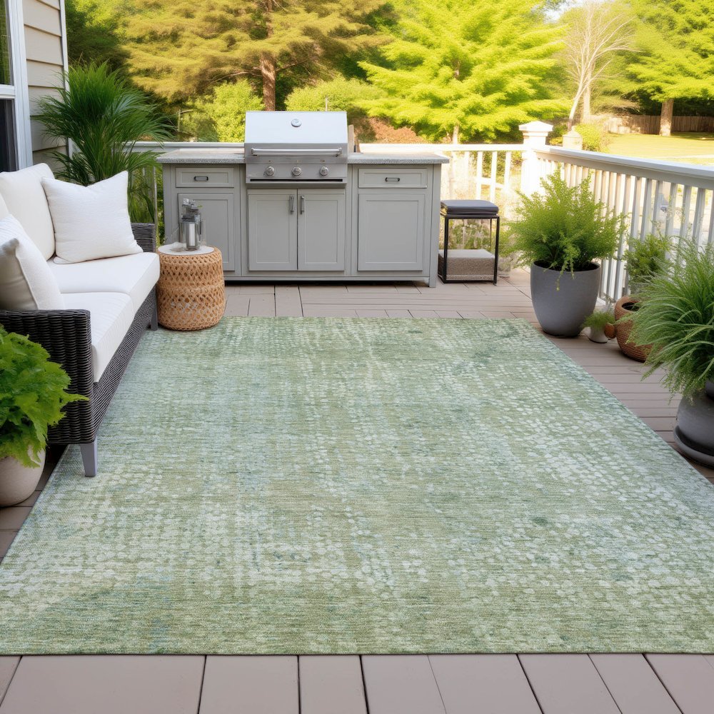 Machine Washable Indoor/Outdoor Chantille ACN2087 Green 5' x 7'6" Rug
