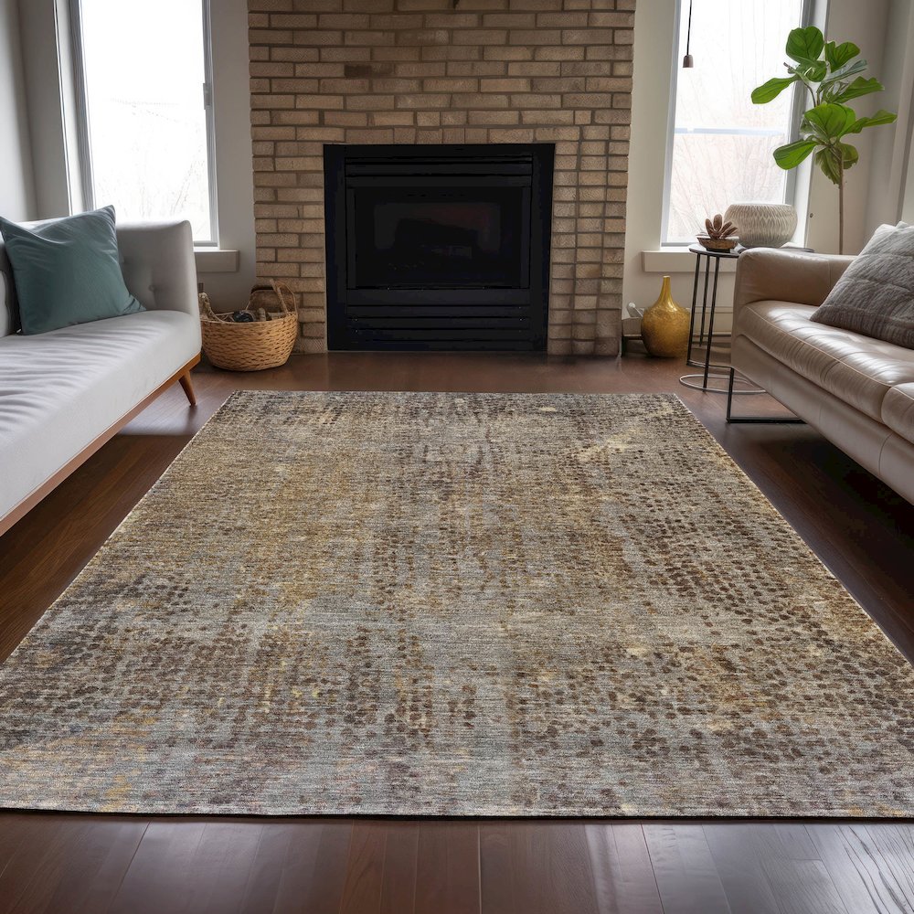 Machine Washable Indoor/Outdoor Chantille ACN2088 Brown 5' x 7'6" Rug