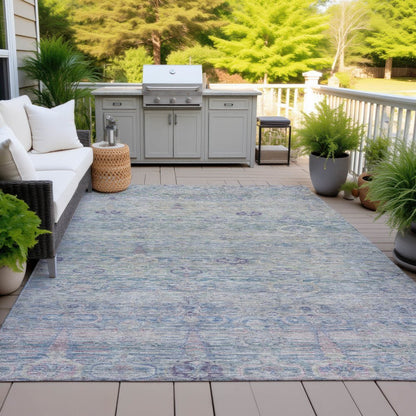 Machine Washable Indoor/Outdoor Chantille ACN2090 Plum 5' x 7'6" Rug