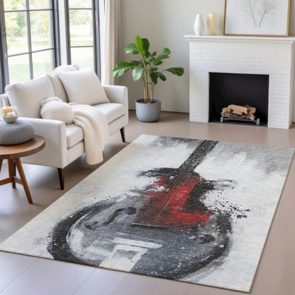 Machine Washable Indoor/Outdoor Chantille ACN2091 Gray 5' x 7'6" Rug