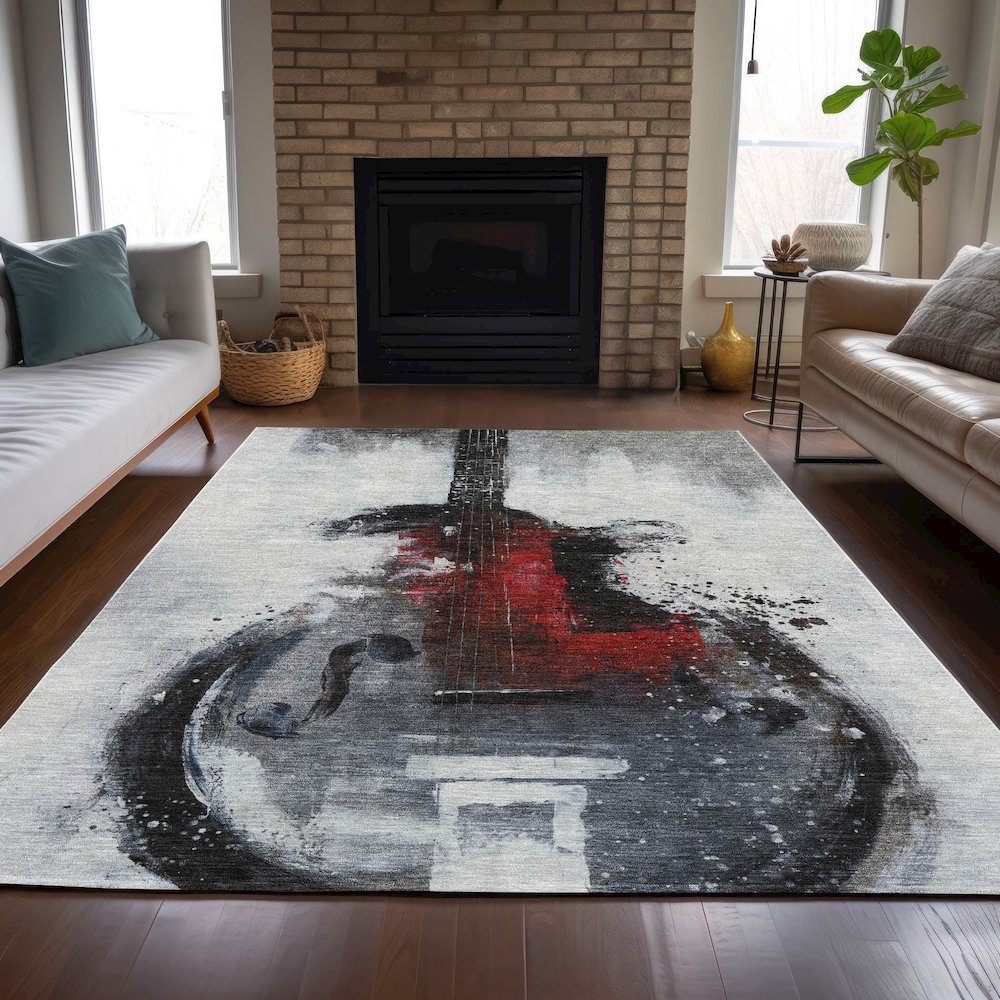 Machine Washable Indoor/Outdoor Chantille ACN2091 Gray 5' x 7'6" Rug