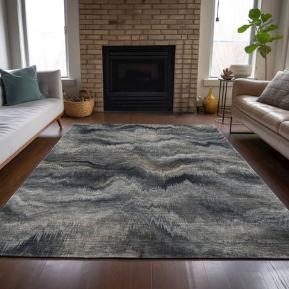 Machine Washable Indoor/Outdoor Chantille ACN2095 Gray 5' x 7'6" Rug
