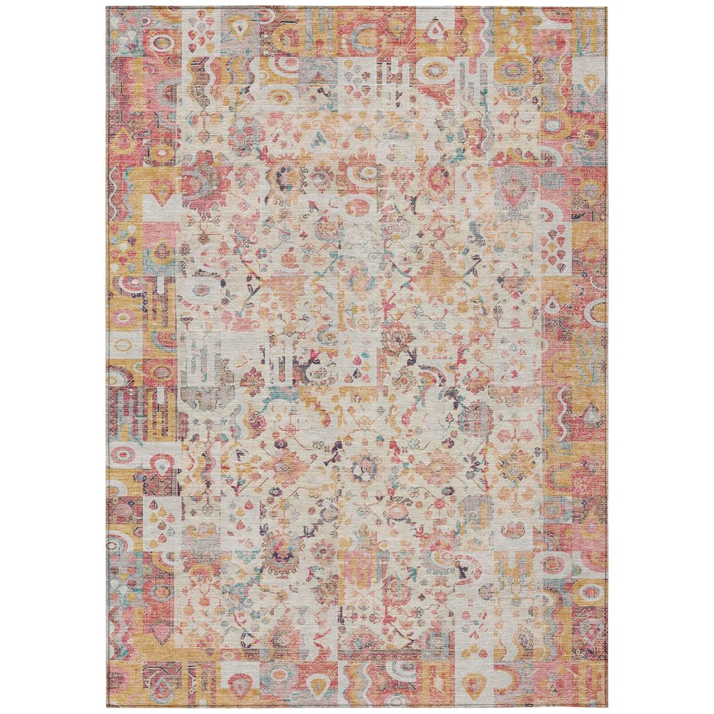 Machine Washable Indoor/Outdoor Chantille ACN2099 Pink 5' x 7'6" Rug
