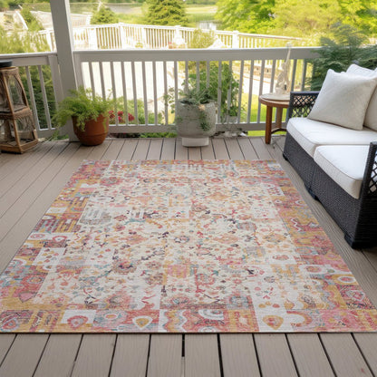 Machine Washable Indoor/Outdoor Chantille ACN2099 Pink 5' x 7'6" Rug