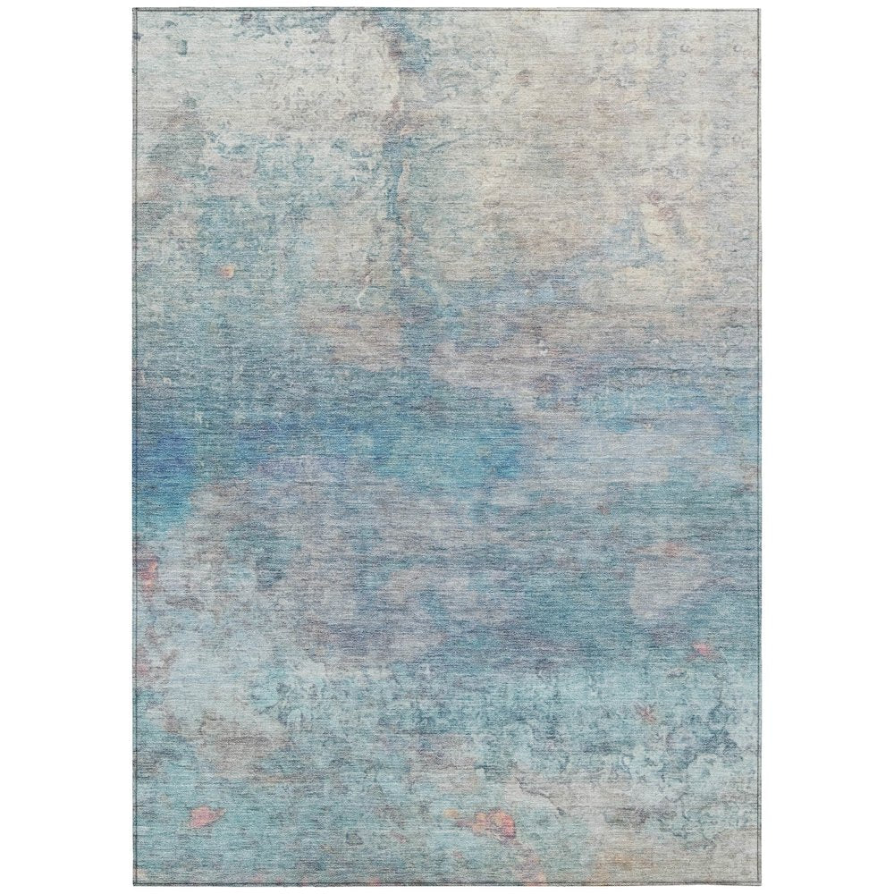 Machine Washable Indoor/Outdoor Chantille ACN2100 Aqua 5' x 7'6" Rug