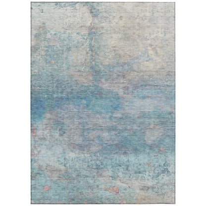 Machine Washable Indoor/Outdoor Chantille ACN2100 Aqua 5' x 7'6" Rug