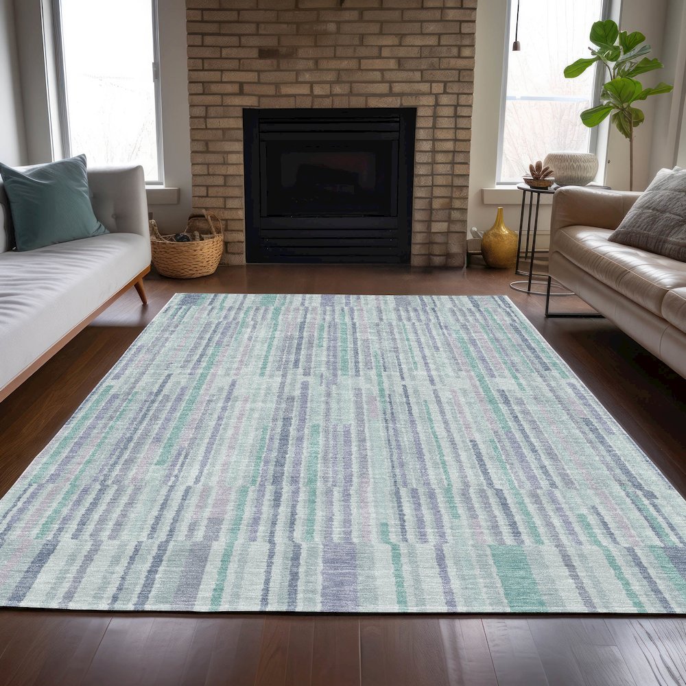 Machine Washable Indoor/Outdoor Chantille ACN2102 Mint 5' x 7'6" Rug