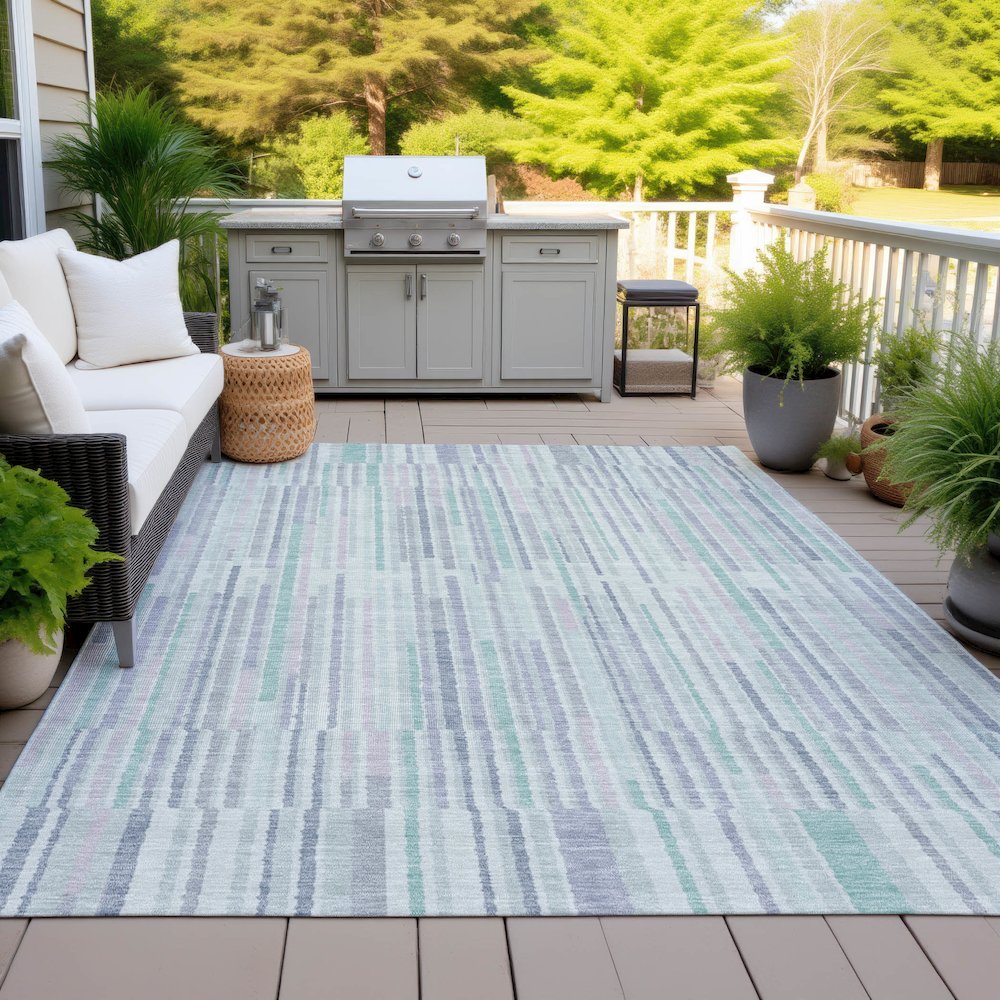 Machine Washable Indoor/Outdoor Chantille ACN2102 Mint 5' x 7'6" Rug