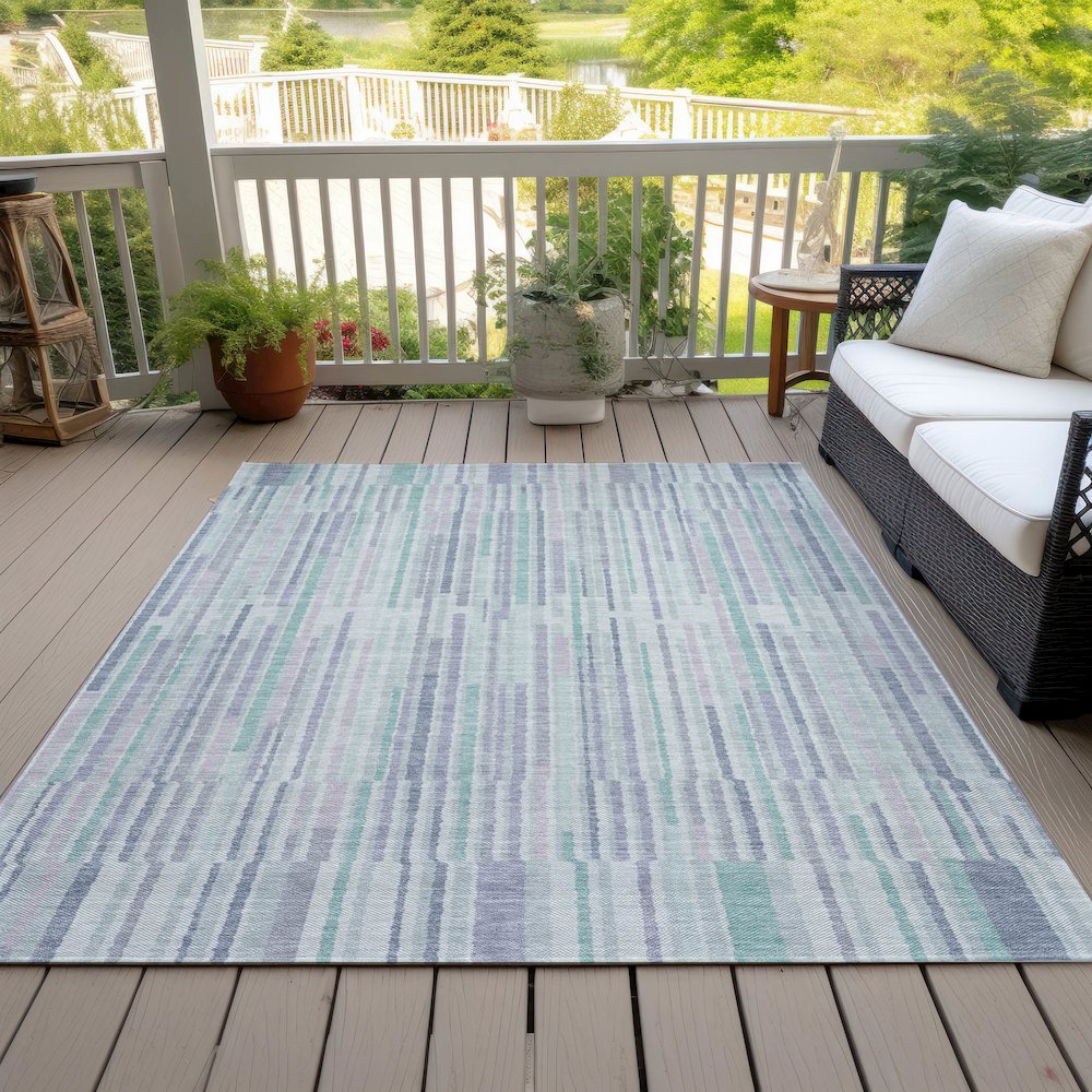 Machine Washable Indoor/Outdoor Chantille ACN2102 Mint 5' x 7'6" Rug