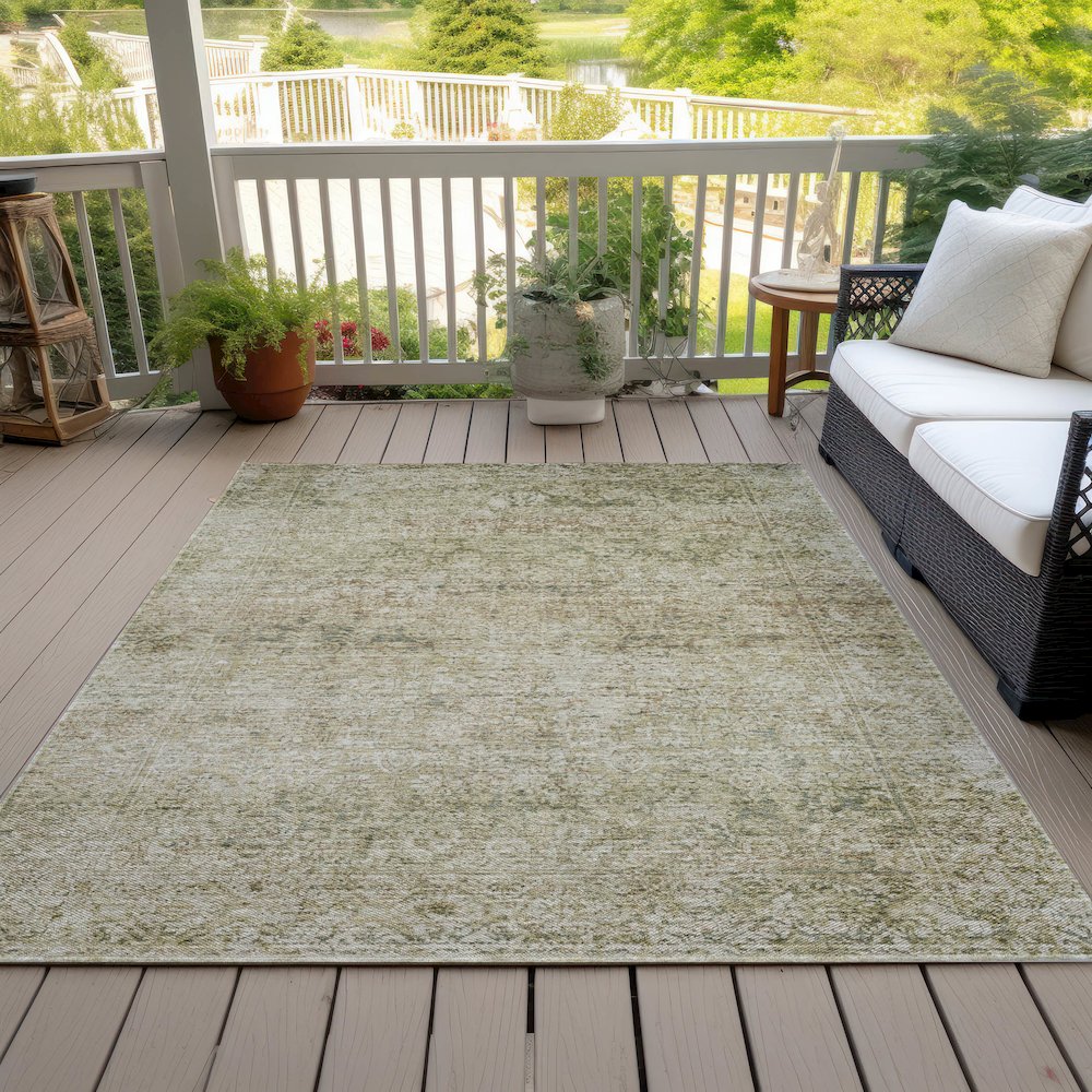 Machine Washable Indoor/Outdoor Chantille ACN2103 Sage 5' x 7'6" Rug