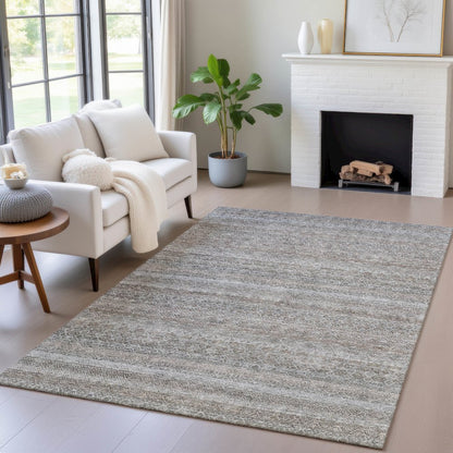 Machine Washable Indoor/Outdoor Chantille ACN2105 Brown 5' x 7'6" Rug