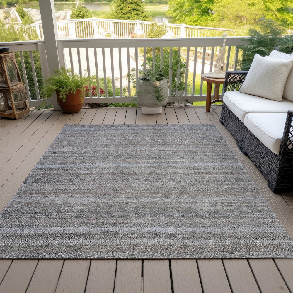 Machine Washable Indoor/Outdoor Chantille ACN2105 Brown 5' x 7'6" Rug