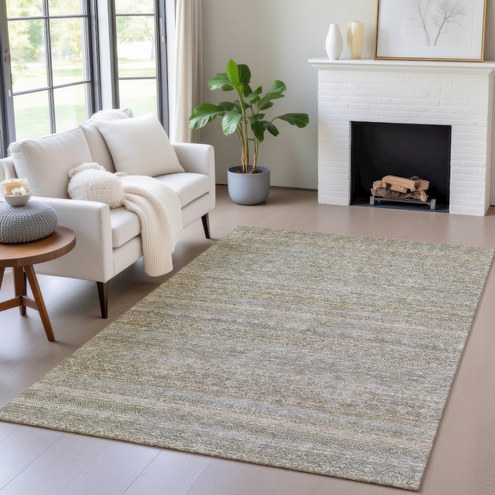 Machine Washable Indoor/Outdoor Chantille ACN2105 Khaki 5' x 7'6" Rug
