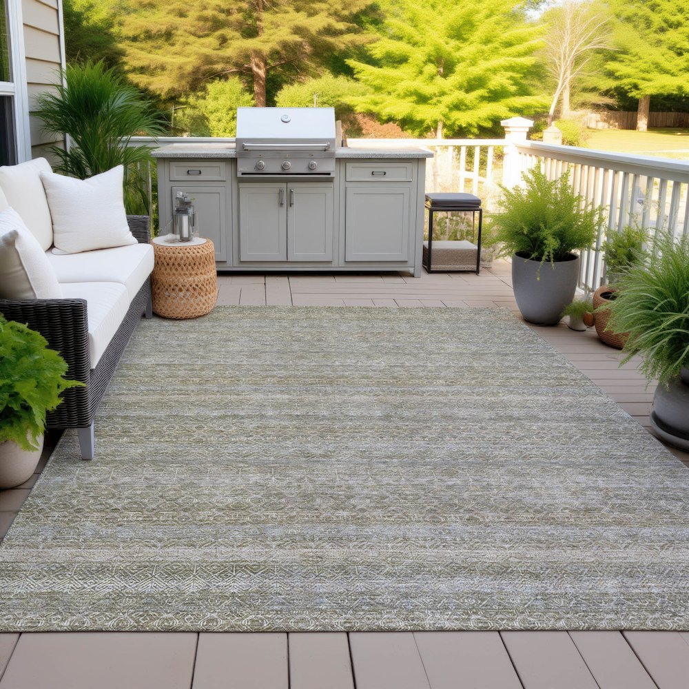 Machine Washable Indoor/Outdoor Chantille ACN2105 Khaki 5' x 7'6" Rug