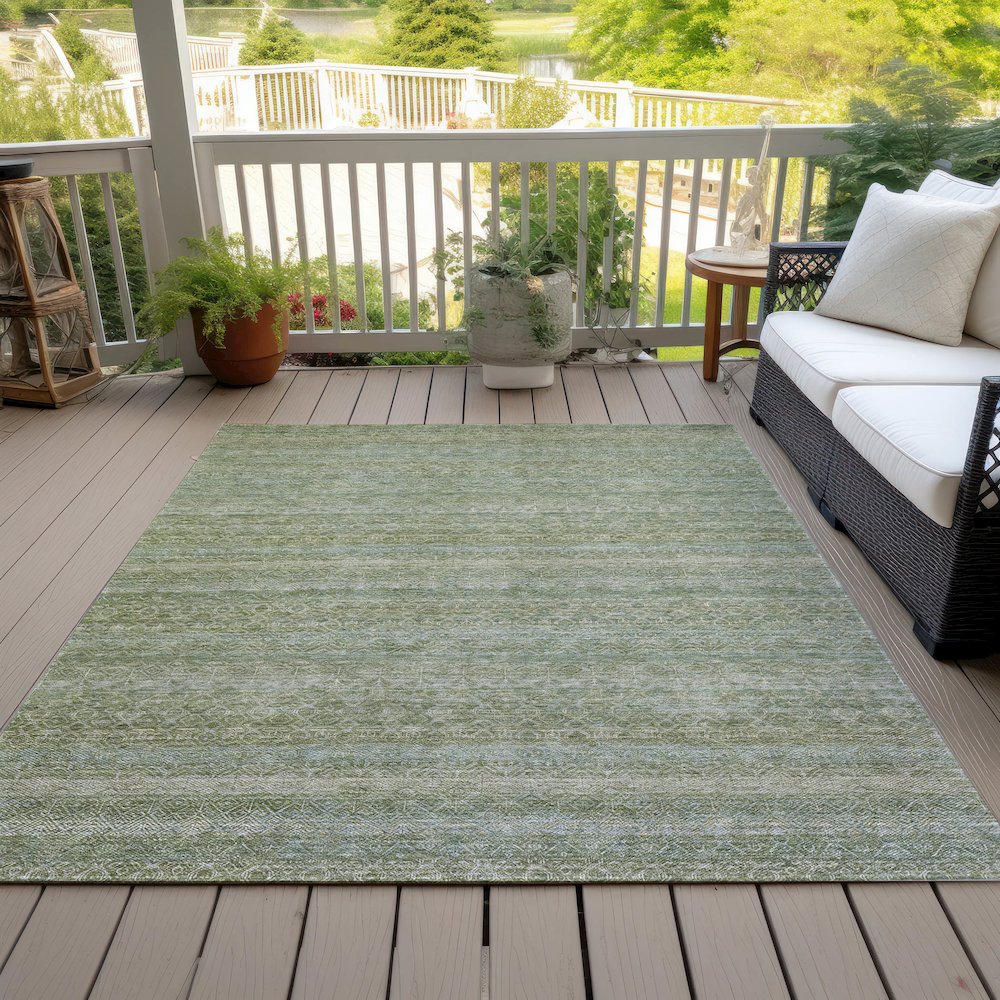 Machine Washable Indoor/Outdoor Chantille ACN2105 Sage 5' x 7'6" Rug