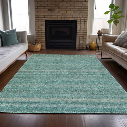 Machine Washable Indoor/Outdoor Chantille ACN2105 Teal 5' x 7'6" Rug
