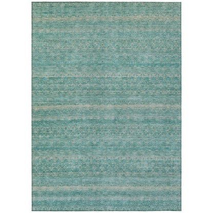Machine Washable Indoor/Outdoor Chantille ACN2105 Teal 5' x 7'6" Rug