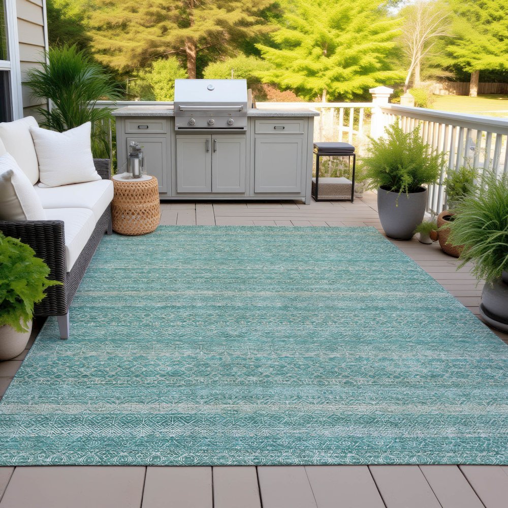 Machine Washable Indoor/Outdoor Chantille ACN2105 Teal 5' x 7'6" Rug