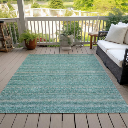 Machine Washable Indoor/Outdoor Chantille ACN2105 Teal 5' x 7'6" Rug