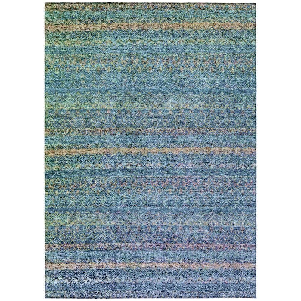 Machine Washable Indoor/Outdoor Chantille ACN2106 Teal 5' x 7'6" Rug
