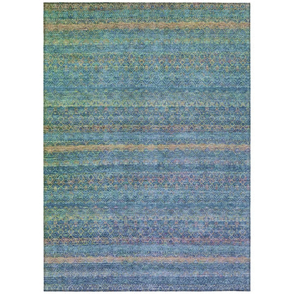 Machine Washable Indoor/Outdoor Chantille ACN2106 Teal 5' x 7'6" Rug