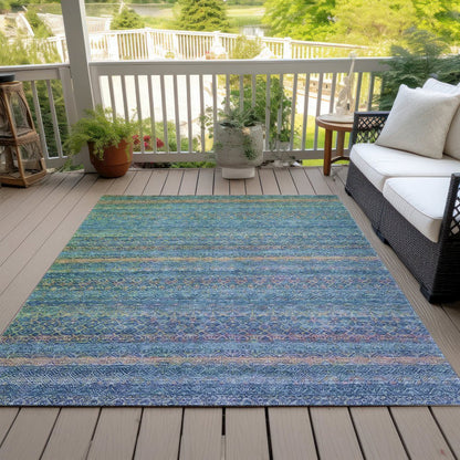 Machine Washable Indoor/Outdoor Chantille ACN2106 Teal 5' x 7'6" Rug