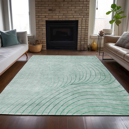 Machine Washable Indoor/Outdoor Chantille ACN2107 Mint 5' x 7'6" Rug