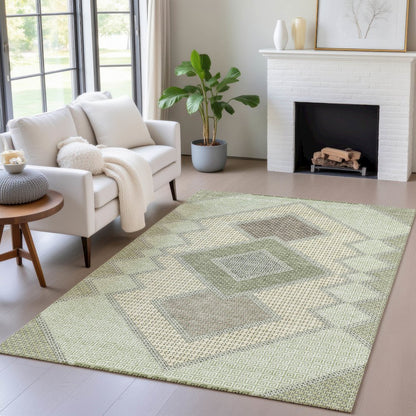 Machine Washable Indoor/Outdoor Chantille ACN2111 Green 5' x 7'6" Rug