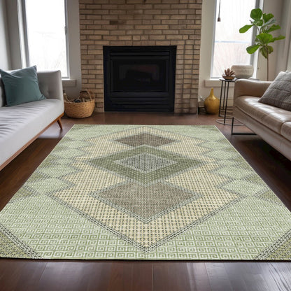 Machine Washable Indoor/Outdoor Chantille ACN2111 Green 5' x 7'6" Rug