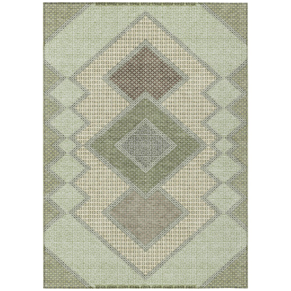 Machine Washable Indoor/Outdoor Chantille ACN2111 Green 5' x 7'6" Rug