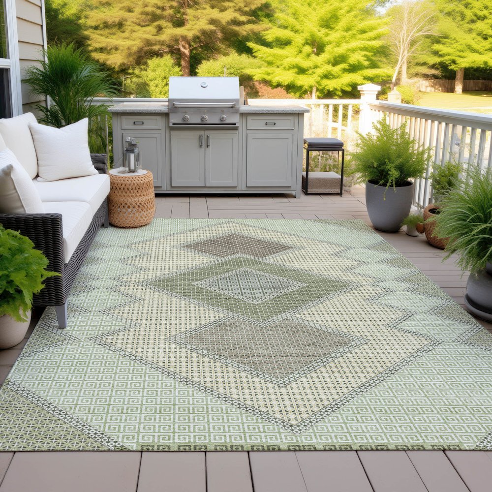 Machine Washable Indoor/Outdoor Chantille ACN2111 Green 5' x 7'6" Rug