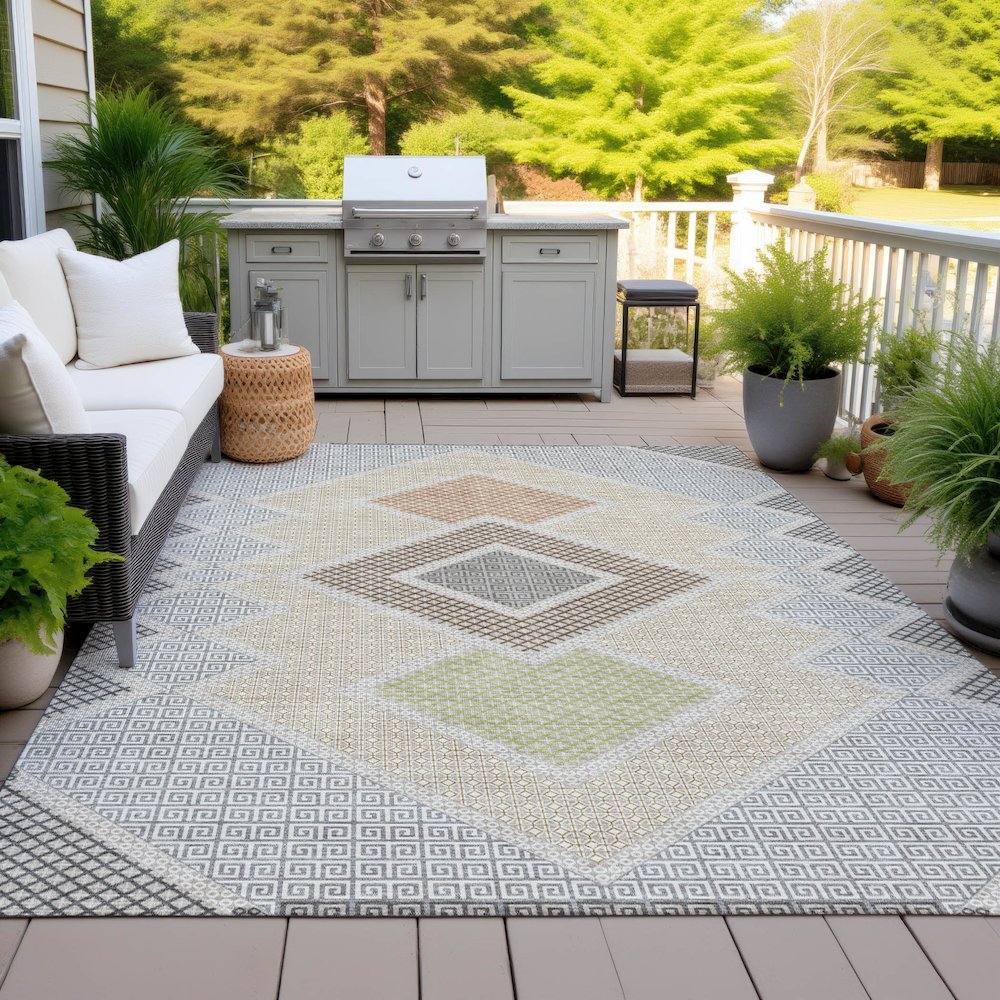 Machine Washable Indoor/Outdoor Chantille ACN2111 Pewter 5' x 7'6" Rug