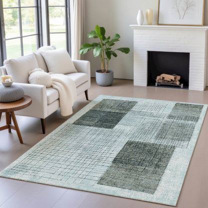 Machine Washable Indoor/Outdoor Chantille ACN2112 Teal 5' x 7'6" Rug