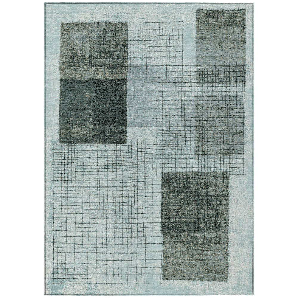 Machine Washable Indoor/Outdoor Chantille ACN2112 Teal 5' x 7'6" Rug