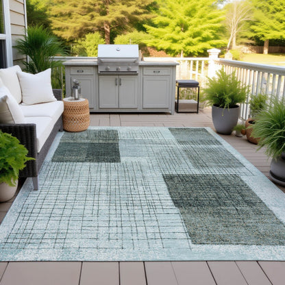 Machine Washable Indoor/Outdoor Chantille ACN2112 Teal 5' x 7'6" Rug