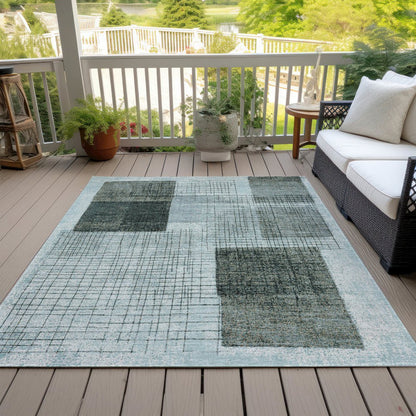 Machine Washable Indoor/Outdoor Chantille ACN2112 Teal 5' x 7'6" Rug