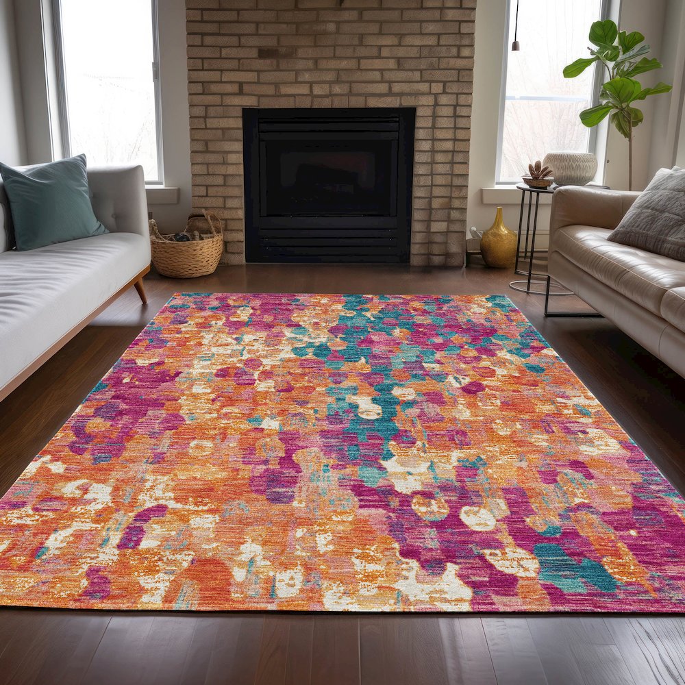 Machine Washable Indoor/Outdoor Chantille ACN2115 Blush 5' x 7'6" Rug
