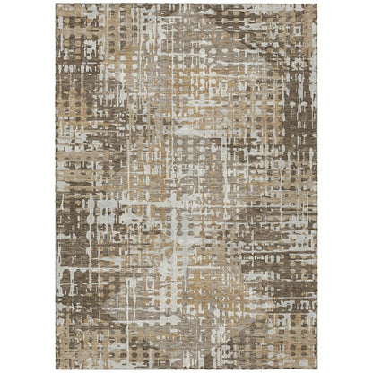 Machine Washable Indoor/Outdoor Chantille ACN2116 Brown 5' x 7'6" Rug