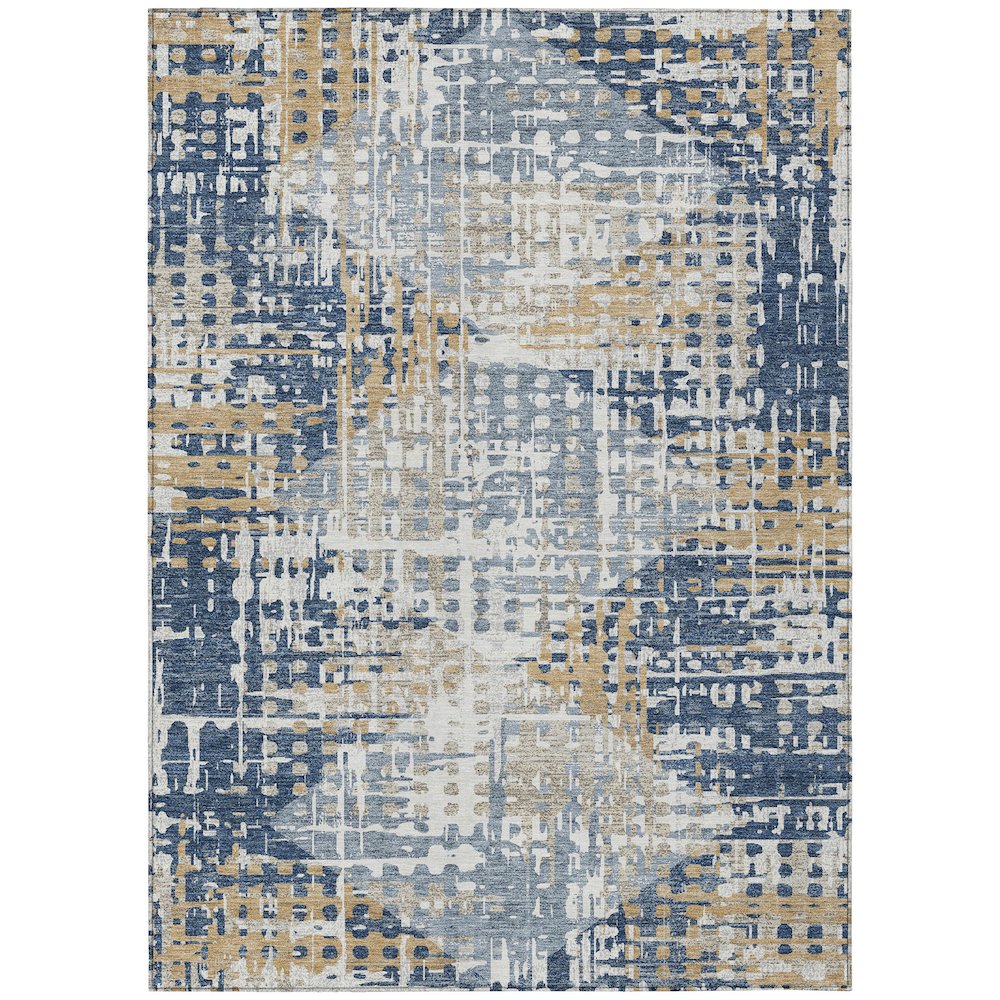 Machine Washable Indoor/Outdoor Chantille ACN2116 Navy 5' x 7'6" Rug