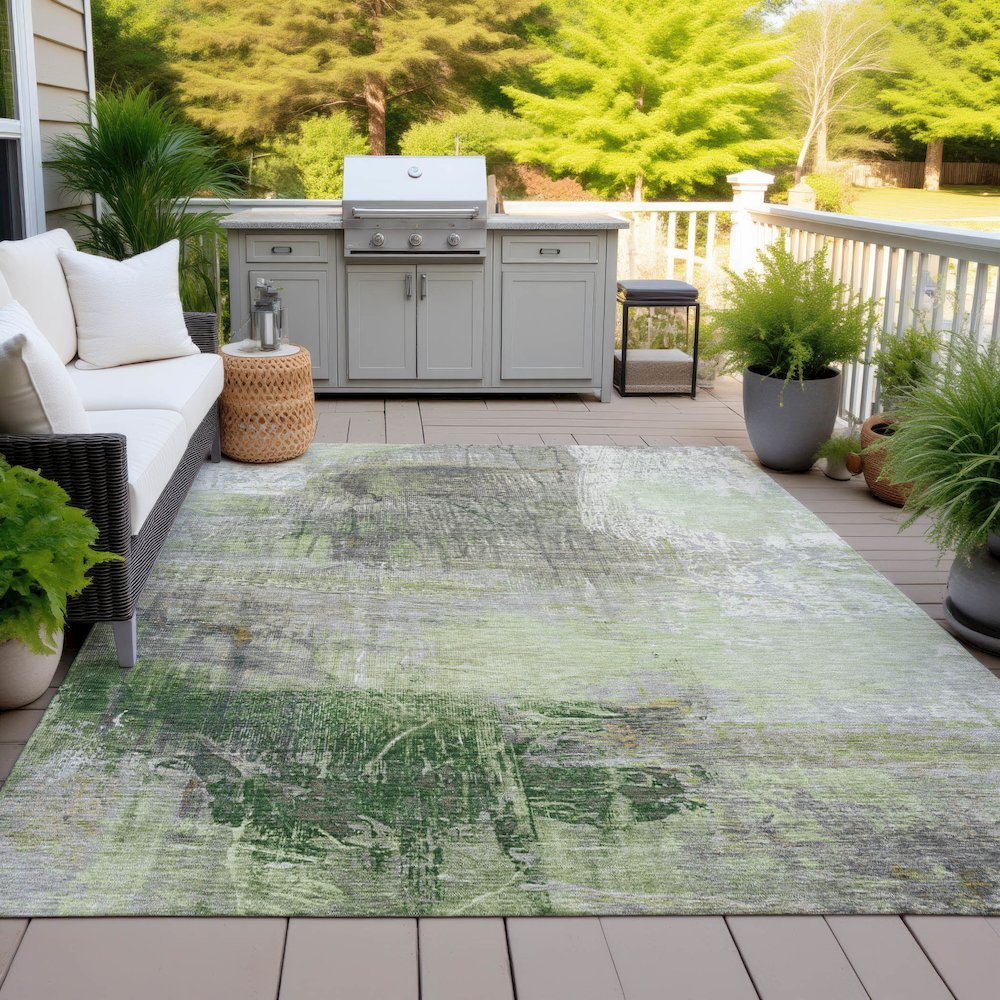 Machine Washable Indoor/Outdoor Chantille ACN2117 Aloe 5' x 7'6" Rug