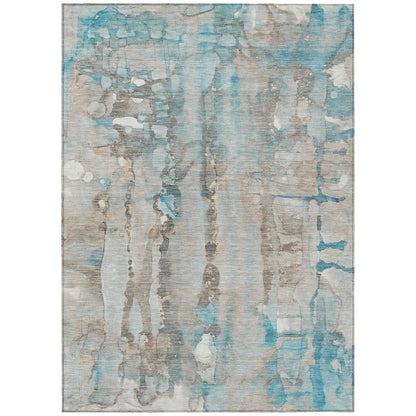 Machine Washable Indoor/Outdoor Chantille ACN2120 Teal 5' x 7'6" Rug